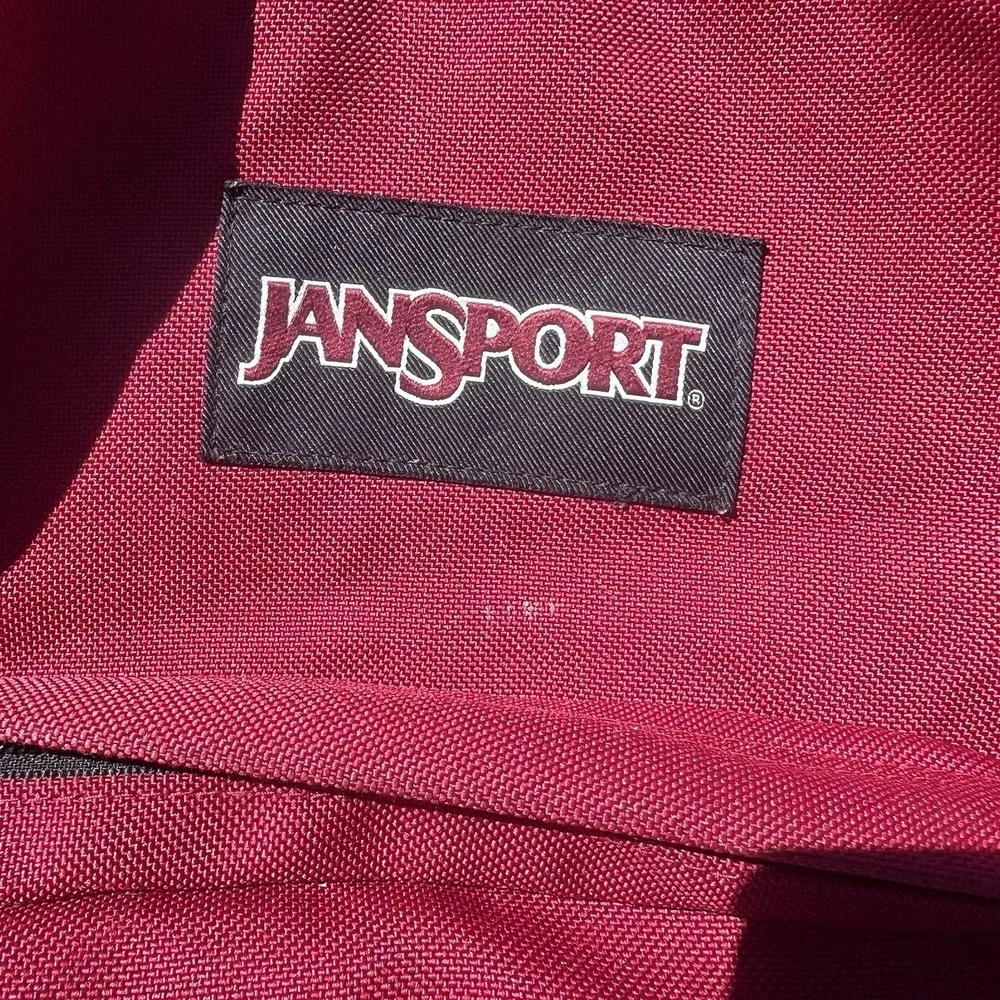 Vintage Jansport Red Backpack w/ Brown Suede Leather Bottom